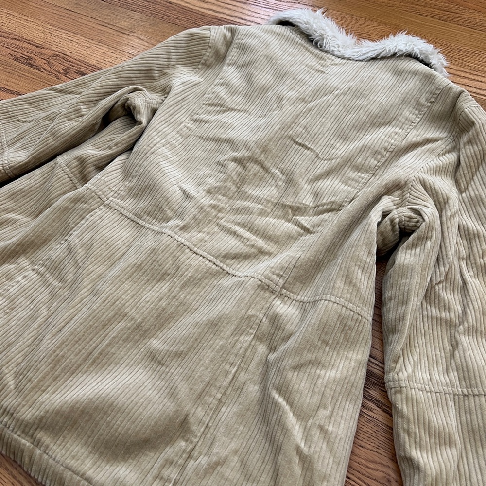 Vintage Y2k Cream & Beige Corduroy Penny Lane Coat View 5